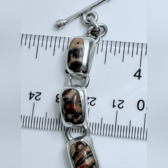 Silpada Rare HTF Sterling Silver & Leopard Jasper Toggle Clasp Bracelet - Picture 14 of 15
